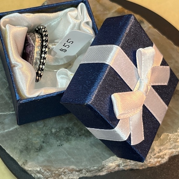 🛑SOLD🛑Raw Cut Amethyst Sterling Silver Ring Sz 9 CTW 30 - Picture 8 of 8